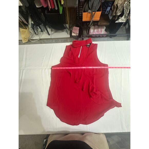 C&S Red Sleeveless Ruffle Blouse - Size M - Picture 7 of 10